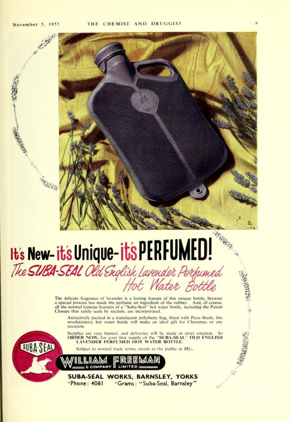 ad for Suba Seal Lavender Hot Water Bottle